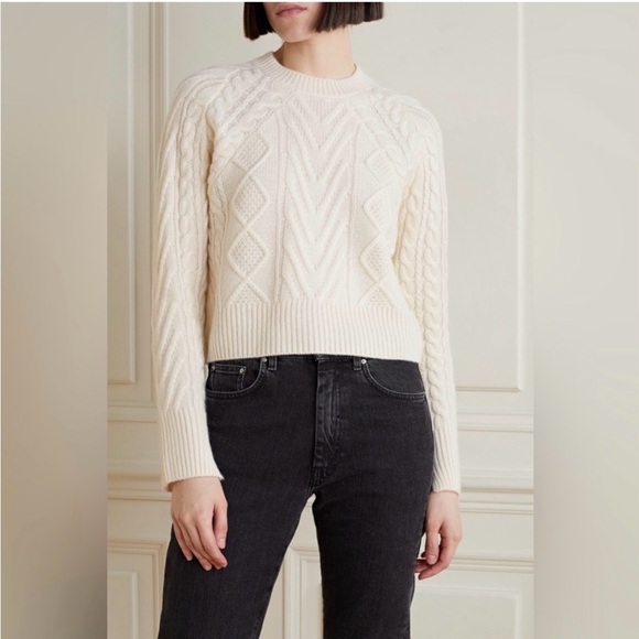 Rag Bone Pierce Cashmere Cable-Knit Sweater In Ivory Size Small